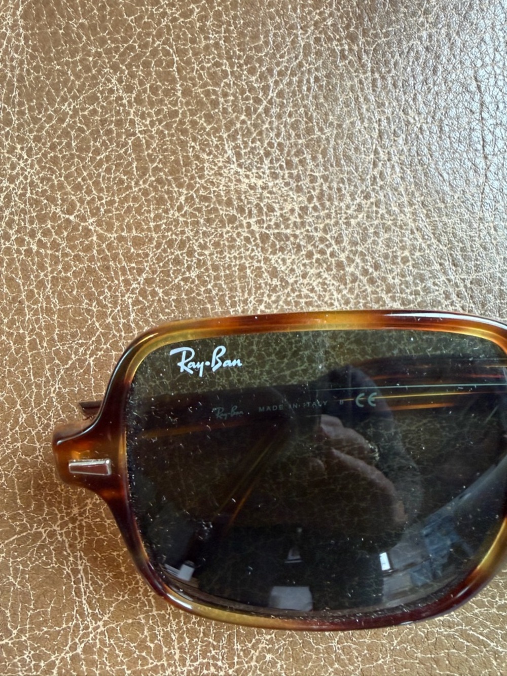 NWOT Ray-Ban Tortoiseshell Square Sunglasses with Dark Green Lenses - Picture 4 of 6